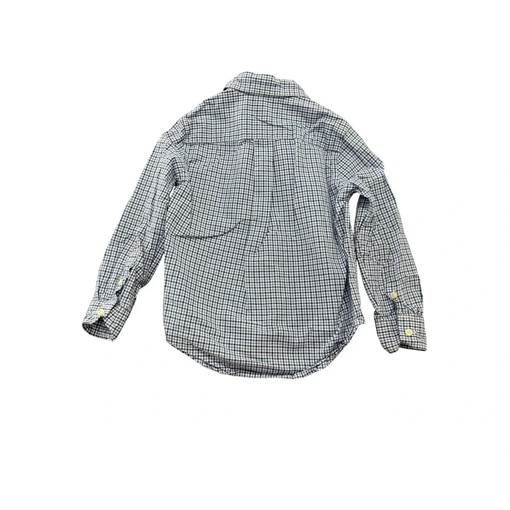 Ralph Lauren Boys Blue White Gingham Check Long Sleeve Button Down Shirt 4 4T